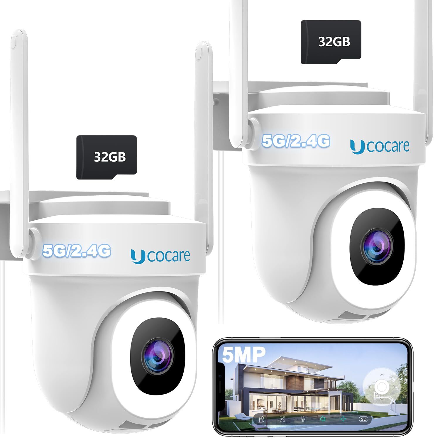 Security Camera Outdoor 3K 5MP, (1 Pack), 5G/2.4GHz WiFi Wired Outside Camera...-image