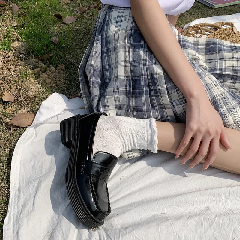 Girls JK Uniform Shoes Flats Slip On Japanese School Cosplay Patent Leather Shoe - Image 4 of 4
