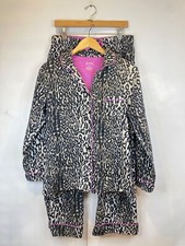 Nick Nora Flannel Pajama Set Black Leopard Animal Print Purple Size Medium