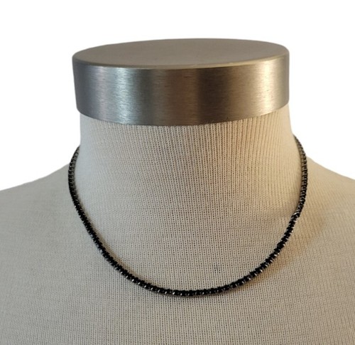 Black Rhinestone Necklace Delicate Small Size Stones Formal Prom Wedding