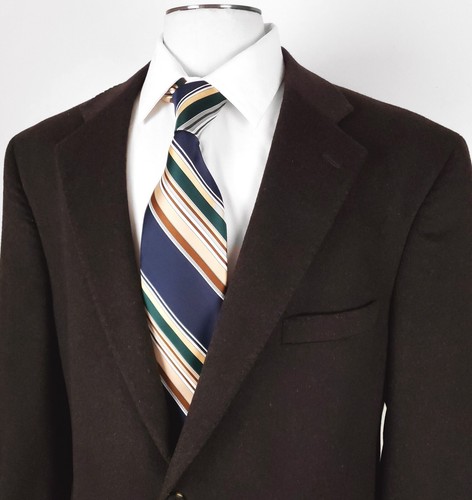 Cashmere & Mink 48L Brown Flannel Sport Coat Arnold Brant