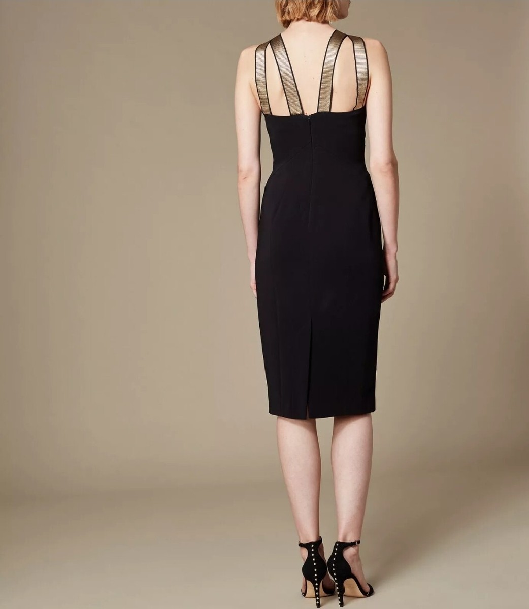karen millen black and gold dress Karen Millen Embroidered Military Mini Dress, Black/Gold