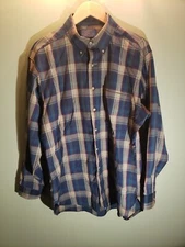 VTG 90s Pendleton Board Button Up Shirt Plaid Blue Gray  USA sz   Large