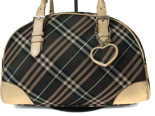 BURBERRY LONDON BLUE LABEL Canvas, Leather Dark Brown Hand Bag