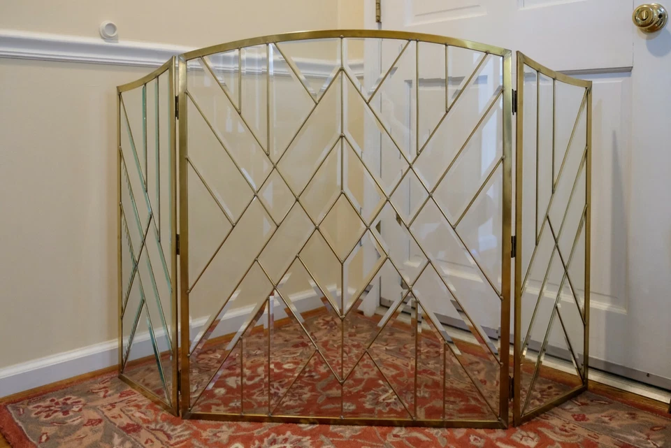 Pantalla de chimenea plegable de vidrio transparente bisel hecha a mano 51" x 33,75" NV04 Foto 2 de 4