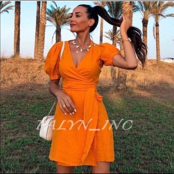 LAST NWT ZARA ORANGE WRAP LINEN DRESS 8566/051 | eBay LAST NWT ZARA ORANGE WRAP LINEN DRESS 8566/051 | eBay