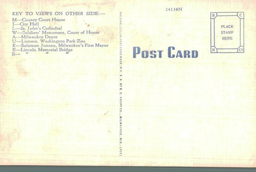 VIntage Postcard-Greetings from Milwaukee, WI, Large Letters - 第 2/2 張圖片