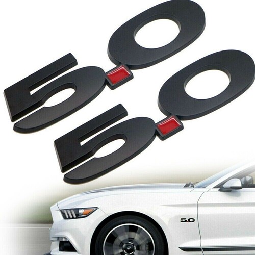 1 Pairs Matte Black 5.0 Badge For 2015-2020 Mustang GT Right Left Fender Emblem