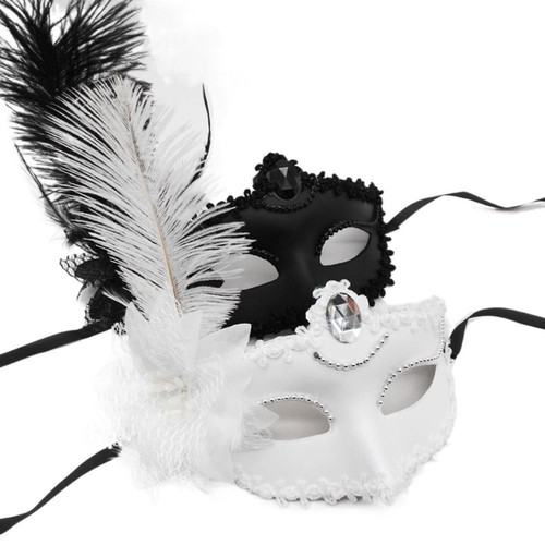 Flower Eye Mask Diamond Flower Masquerade Mask Sexy Feather Venetian Mask Lady - Picture 2 of 14
