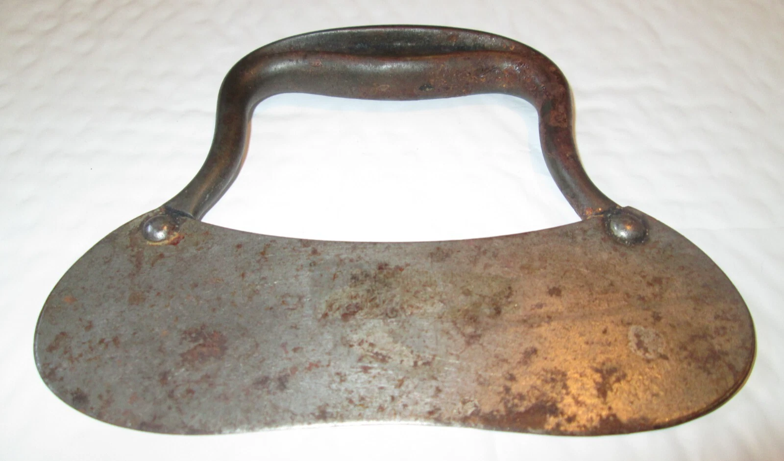 Antique Curved Blade Chopper Dough Blubber Herb Cutter Double Action Cast Steel