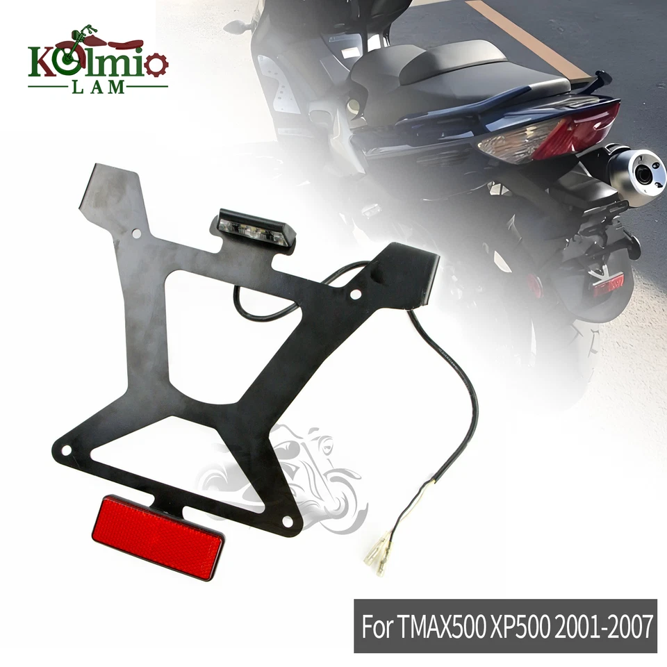 Support Plaque Moto Pour YAMAHA TMAX500 TMAX 500 01-07 Avec LED Eclairage Plaque - Photo 1/4