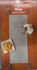 Christmas St Nicholas Square Warm  Cozy Snowflake Table Runner 13"L x 36"W NWT