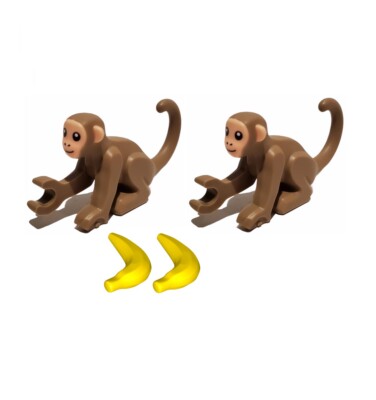 NEW LEGO Dark Tan Monkeys with Bananas Animals - Wildlife Rescue Operation 60302