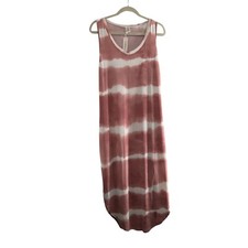 Capella Tie-Dye Sleeveless Maxi Dress L Pink Beach Pockets Hippie Coastal Swim
