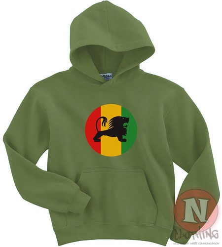 Reggae Rasta lion Hoodie Jamaica style hooded top adult kids dub rave festival - Picture 5 of 5