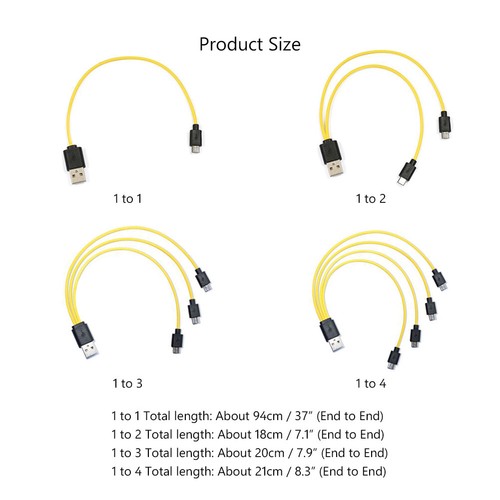 USB 2.0 to Micro USB Splitter Cable Fast Charging For Samsung Android HTC LG E1 - Picture 3 of 16