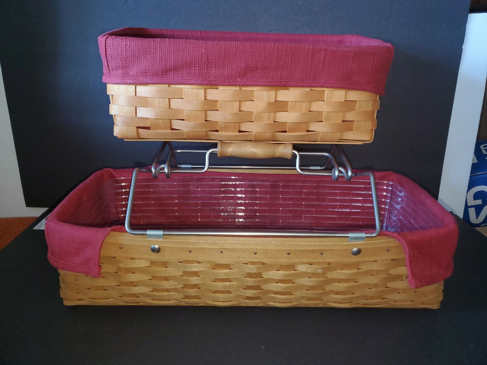 2 Longaberger Household Caddy Basket Tool Carrier and Vanity Baskets
