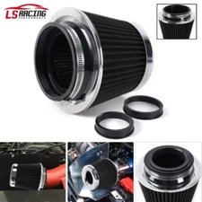 3"/3.5"/4" High Flow Inlet Dry Air Filter Cold Air Intake Cone Replacement Black
