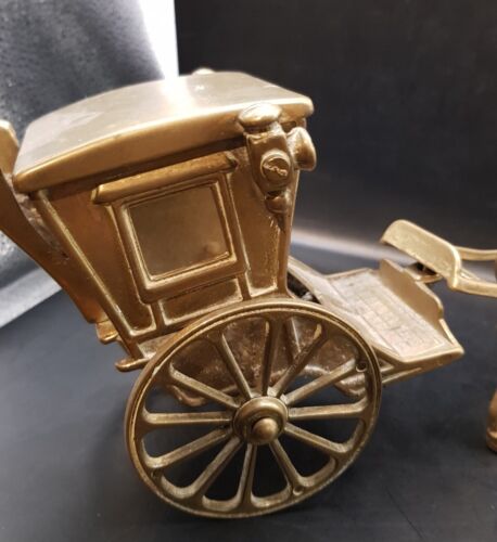 Good Size Vintage Solid Brass Horse And Hackney Carriage ( Early Taxi ) - Picture 8 of 14