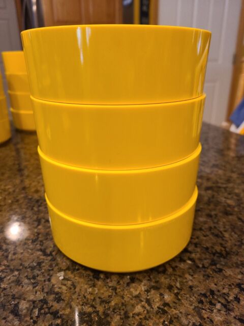 4 Oblique By PMC Mid Century Yellow Melamine 6 7/8" Stackable Bowls EUC