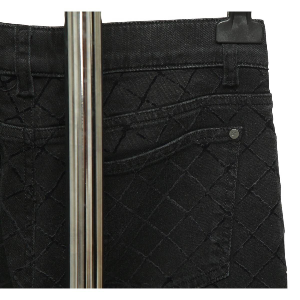 CHANELジーンズ CHANEL Jeans Denim Black Straight Leg Mid-Rise Quilted