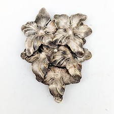 Antique Repousse Flower Shoe Clip Buckle Floral Vtg Chased Victorian Art Nouveau