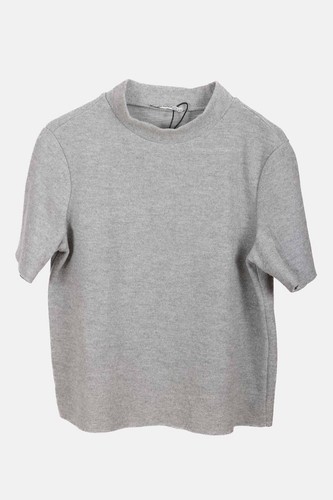 Zara women's short-sleeve light grey crewneck top - Picture 2 of 10