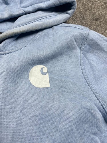 Carhartt Youth Hoodie Blue Relaxed Fit Pockets Sweatshirt Size XL (16-18) - Picture 4 of 13