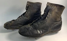 Vintage 1940's to 50's Spot Bilt Black Leather Football  Cleats High Top 