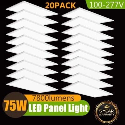 2x4 75W Back-Lit Flat LED Troffer Panel Light,8400 lm 5500K White Recessed Mount