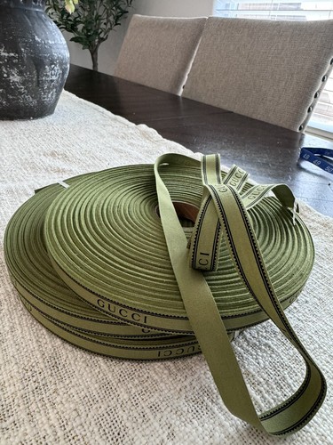 Authentic GUCCI Ribbon Green With Logo 100 Meters (120 Yards) Roll x 16mm NEW - Picture 5 of 13