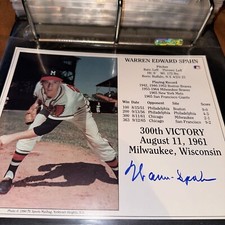 1990 TV Sports Mailbag Warren Spahn Autographed 8