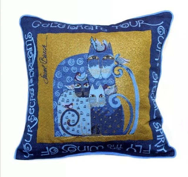 Laurel Burch Indigo Cats Tapestry 17" x 17" Decorative ...