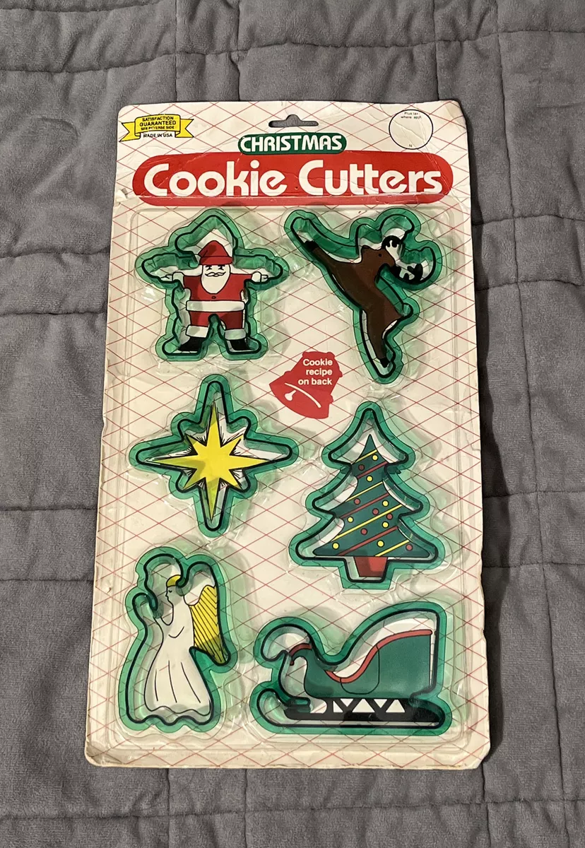 Vintage Kmart Christmas Cookie Cutters Green Plastic Count Of 6 New