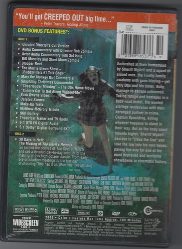 DEVILS REJECTS DVD 2 DISC SET WITH CASE UNRATED LIKE NEW ROB ZOMBIE 2005 - Picture 2 of 4