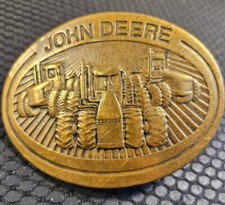 John Deere Heavyweight Belt Buckle Solid Brass 1981 Vintage Made In Moline, IL.