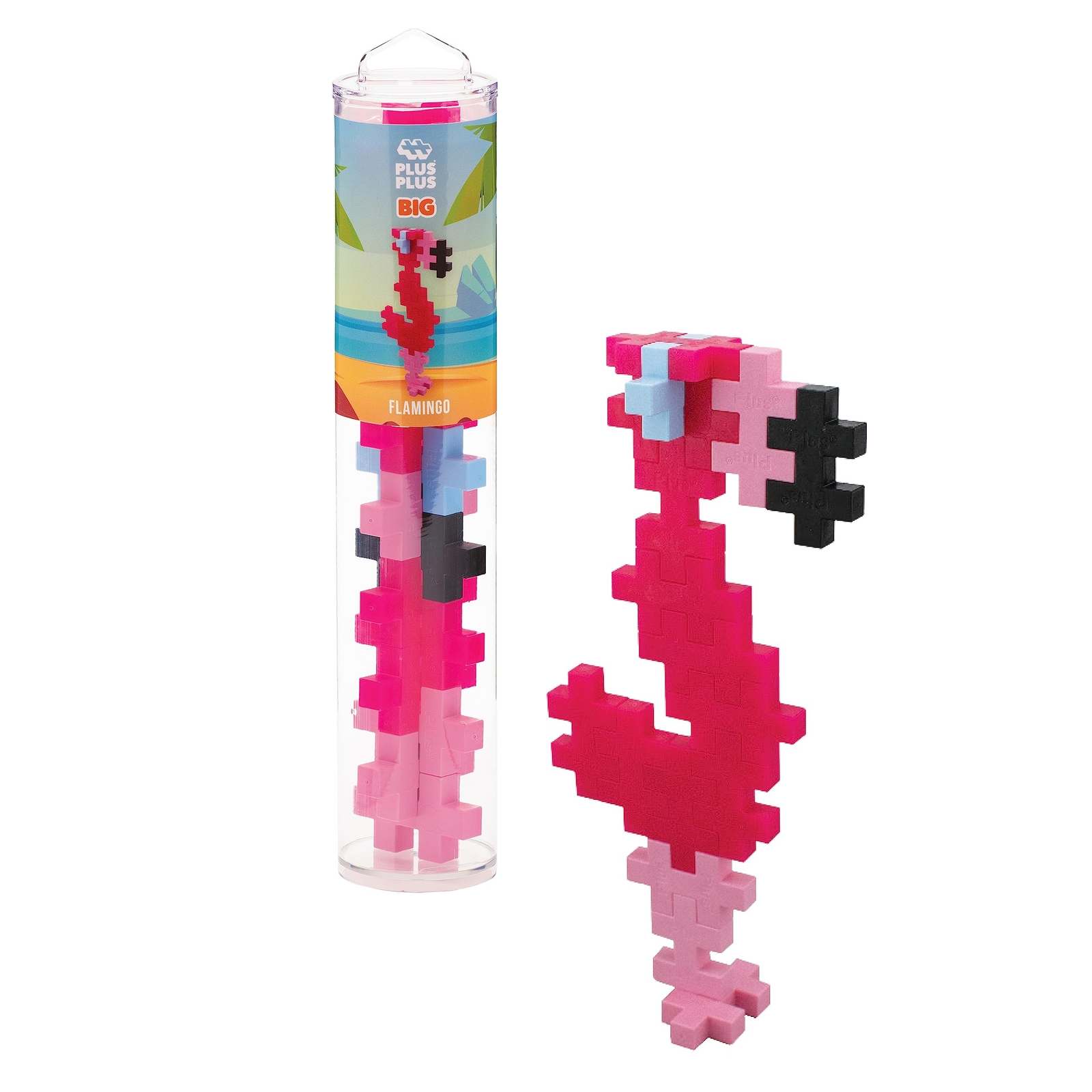 PLUS PLUS Big - Instructed Tube - 15 Piece Flamingo - Construction Building S...