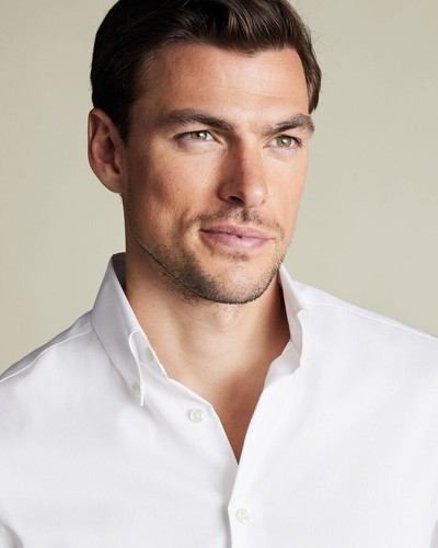 CHARLES TYRWHITT * NEW * 17.5"/35" WHITE MEN'S COTTON SLIM FIT SHIRT RRP £69.95 - Picture 3 of 14