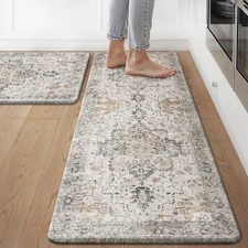 GENIMO Kitchen Mats for Floor 2Pcs, Washable anti Fatigue Mat for Cushioned, 17.