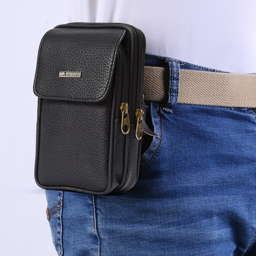 Fashion Men Leather Belt Bag Casual Purse Fanny Pack Easy Carry