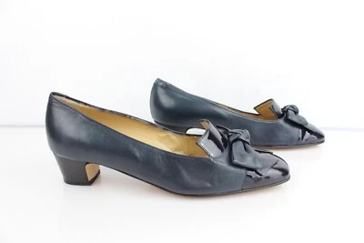 Vintage Escarpins trotteurs CORALIE tout cuir bleu marine T 39,5 TBE - Photo 1/4
