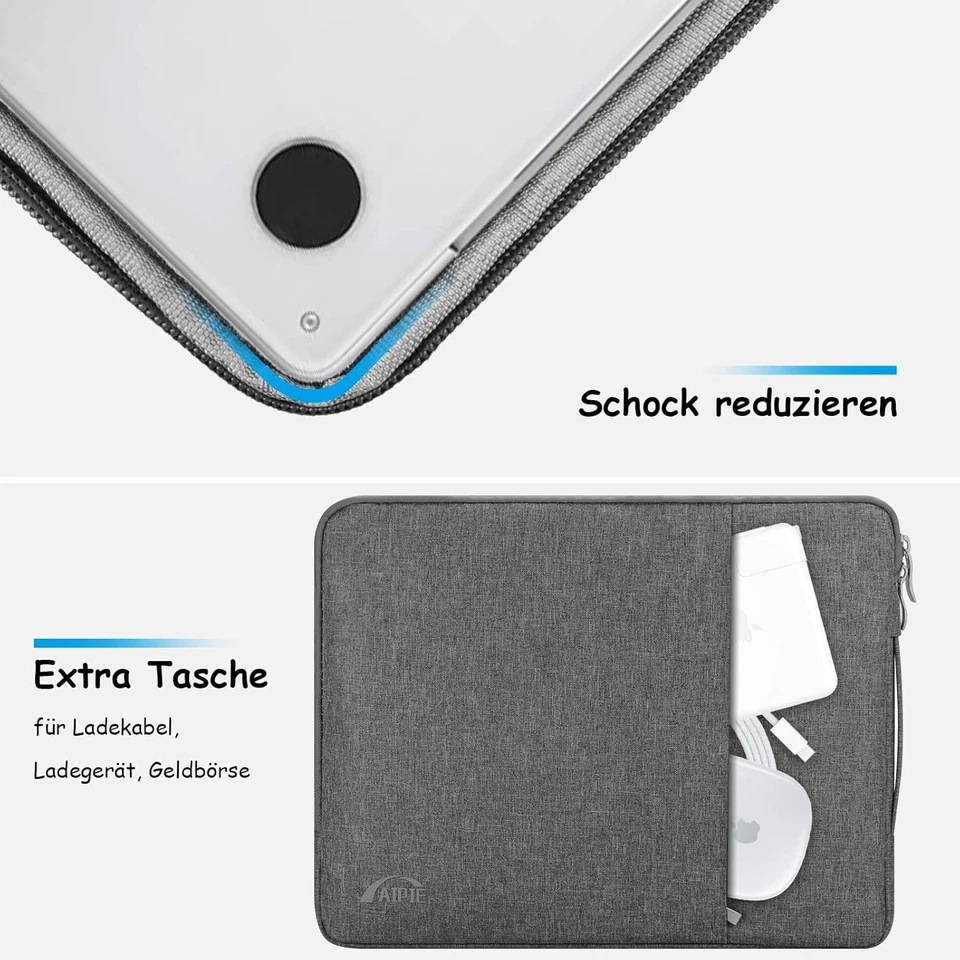 Laptoptasche 17 - 17,3 Zoll Schutz Laptophülle mit Griff 2 Fach Notebooktasche D - Bild 3 von 4