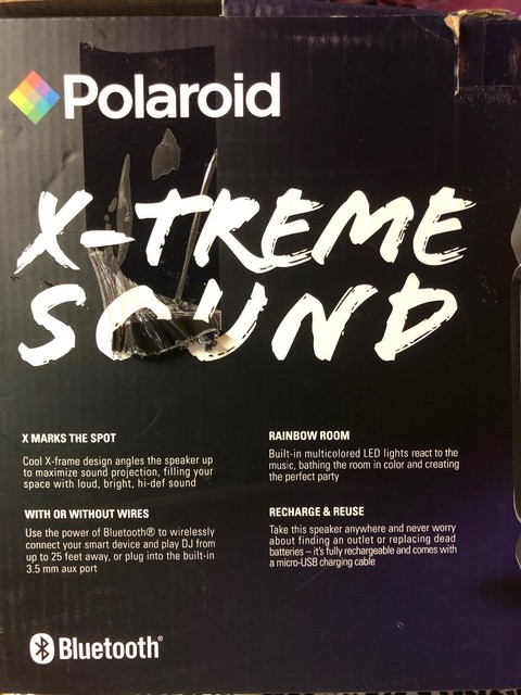 polaroid bluetooth wireless led boombox