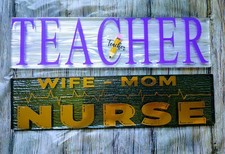 Personalized Teacher  s/ Nurse Plaque Sign, Gift, Birthday, 3x12 with black stand