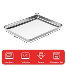 Quarter Sheet Pan, Stainless Steel Baking Sheet Toaster Oven Tray Cookie Sheet S