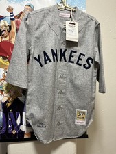 Mitchell & Ness Babe Ruth 1929 New York Yankees Gray Wool Jersey Mens S