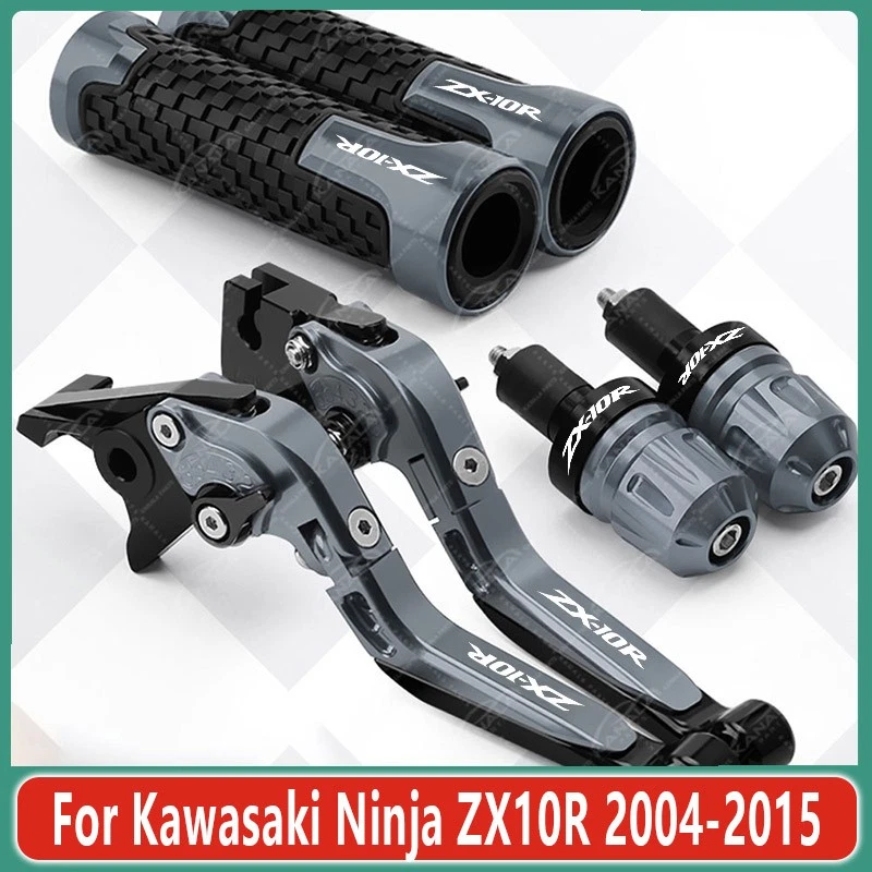 For Kawasaki Ninja ZX10R 2004-2015 CNC Brake Clutch Levers Handlebar Grip Set - Image 2 of 4