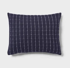 NWT~ Threshold STANDARD Crinkle Yarn Dyed NAVY BLUE 20 x 26" Pillow Sham 2891