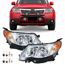 Halogen Headlights Headlamps W Bulbs For 2009-2013 Subaru Forester Chromeamber Halogen Headlights Headlamps W Bulbs For 2009-2013 Subaru Forester Chromeamber