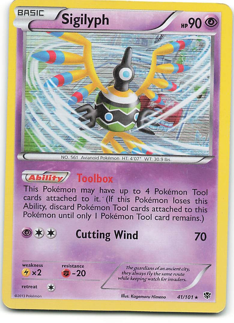 Sigilyph 41/101 Holo Rare Plasma Blast Pokemon Lightly Played